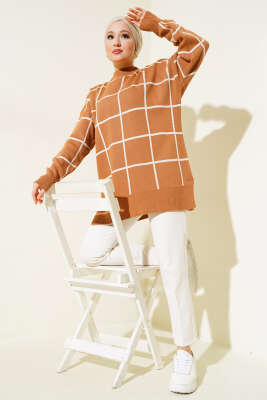 Kare Çizgili Triko Tunik Bisküvi - Thumbnail