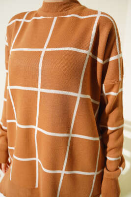 Kare Çizgili Triko Tunik Bisküvi - Thumbnail