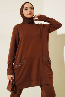 Cebi Taş Süslemeli İkili Takım Kahve - Thumbnail