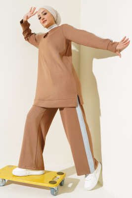 Kot Şeritli İkili Takım Kahve - Thumbnail