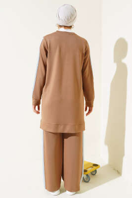 Kot Şeritli İkili Takım Kahve - Thumbnail