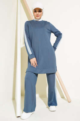 	 Kot Şeritli İkili Takım İndigo - Thumbnail