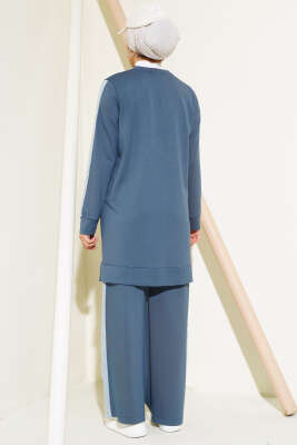 	 Kot Şeritli İkili Takım İndigo - Thumbnail