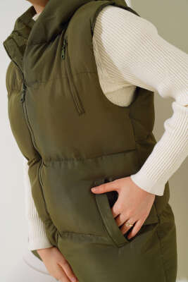 Üç Cepli Şişme Yelek Haki - Thumbnail