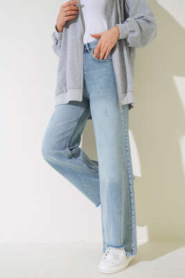 Pazarium - Palazzo Paça Yıpratmalı Kot Pantolon Kar Açık