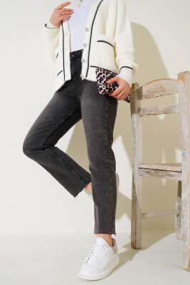 Kesik Dar Paça Kot Pantolon Füme - Thumbnail