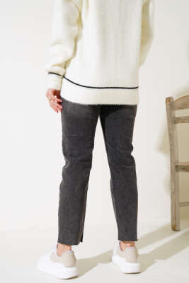 Kesik Dar Paça Kot Pantolon Füme - Thumbnail