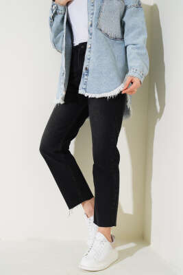 Dar Paça Lazer Kesim Kot Pantolon Siyah - Thumbnail