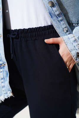 Bel Ve Bilek Lastikli Jogger Pantolon Lacivert - Thumbnail