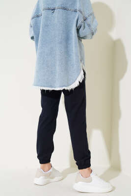 Bel Ve Bilek Lastikli Jogger Pantolon Lacivert - Thumbnail