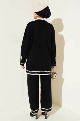 Kol Düğmeli Triko İkili Takım Siyah - Thumbnail