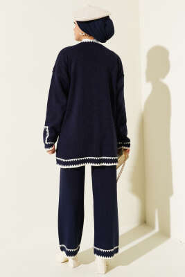Kol Düğmeli Triko İkili Takım Lacivert - Thumbnail