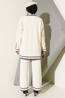 Kol Düğmeli Triko İkili Takım Bej - Thumbnail