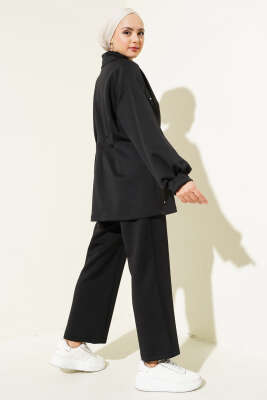 Taşlı Bel Pensli İkili Takım Siyah - Thumbnail