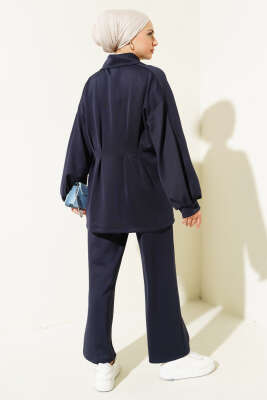 	 Taşlı Bel Pensli İkili Takım Lacivert - Thumbnail