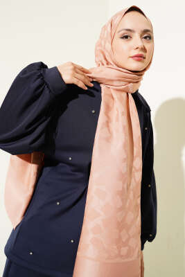 Pazarium - Asimetrik Desen Jakar Şal Taba - 18