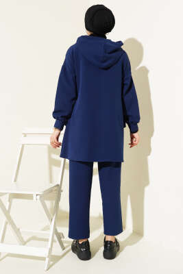 Fermuarlı Fırfırlı Dabıl İkili Takım Lacivert - Thumbnail