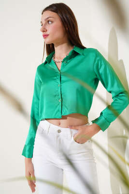 Pazarium - Kısa Saten Gömlek Benetton