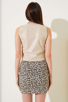 Deri Yelek Bej - Thumbnail