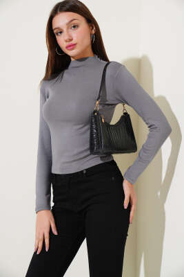 Uzun Kol Dik Yaka Basic Body Füme - Thumbnail