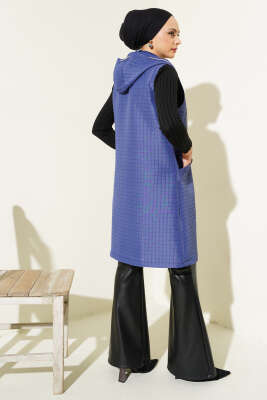 	 Kapüşonlu Kapitone Yelek Lacivert - Thumbnail