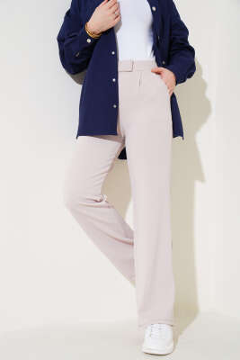 Cırtcırtlı Tek Pile Pantolon Taş - Thumbnail