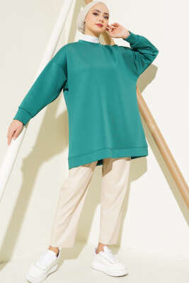 Basic Scuba Sweatshirt Yeşil - Thumbnail