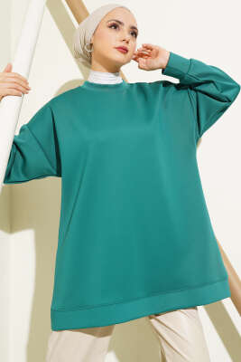 Basic Scuba Sweatshirt Yeşil - Thumbnail