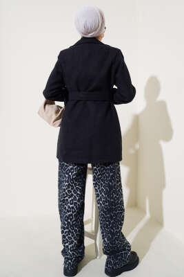 Omuz Apoletli Kısa Kaşe Kaban Antrasit - Thumbnail