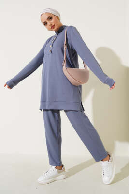 Pazarium - Yakası Çıtçıtlı İkili Takım Kayrak Grisi