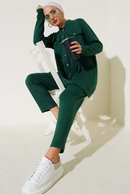 Pazarium - Boydan Çıtçıtlı İkili Takım Zümrüt