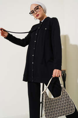 Boydan Çıtçıtlı İkili Takım Siyah - Thumbnail