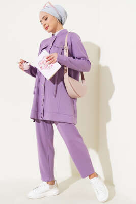 Pazarium - Boydan Çıtçıtlı İkili Takım Lila