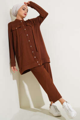 Boydan Çıtçıtlı İkili Takım Kahve - Thumbnail