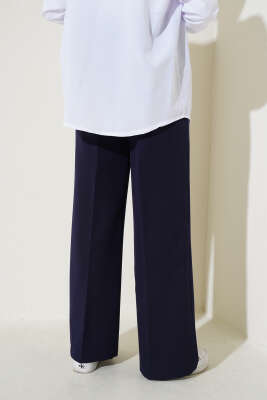 Çift Kemerli Salaş Pantolon Lacivert - Thumbnail