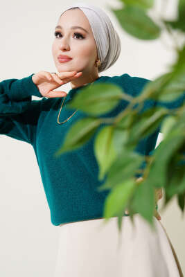 Basic Yumoş Triko Kazak Zümrüt - Thumbnail