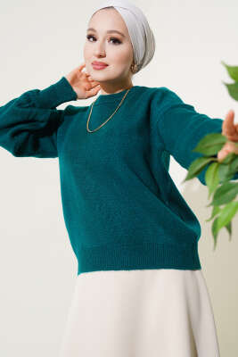 Basic Yumoş Triko Kazak Zümrüt - Thumbnail