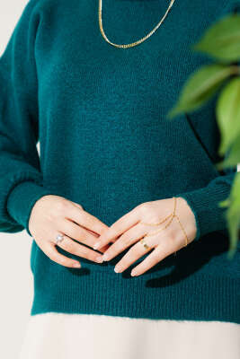 Basic Yumoş Triko Kazak Zümrüt - Thumbnail