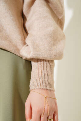 Basic Yumoş Triko Kazak Vizon - Thumbnail