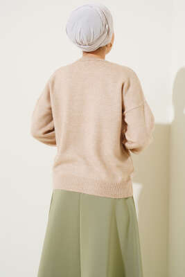 Basic Yumoş Triko Kazak Vizon - Thumbnail