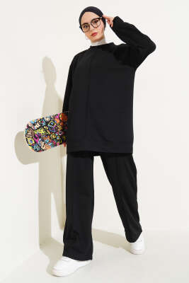 Pazarium - Önü Çımalı Basic İkili Takım Siyah