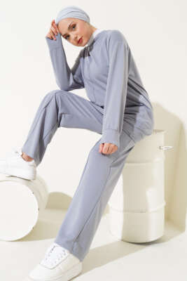 Pazarium - Önü Çımalı Basic İkili Takım Gri