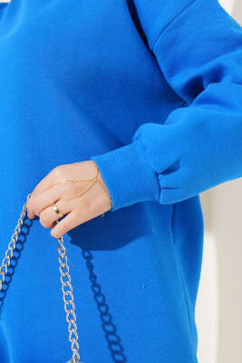 Üç İplik Yarım Balıkçı Yaka Tunik Mavi - Thumbnail