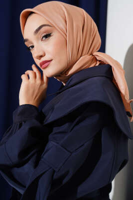 Pazarium - Düz Soft Eşarp Şeftali -136