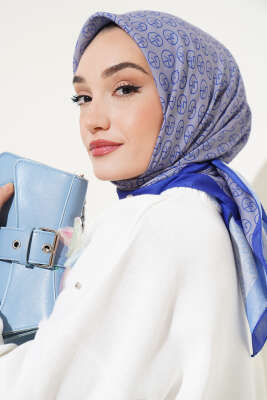 Pazarium - MK Desen Soft Eşarp Gri Lacivert