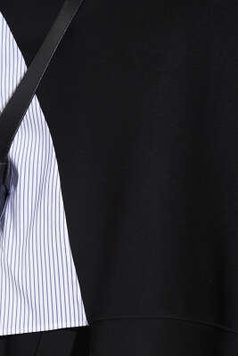 Loyşa Çizgi Garnili İkili Takım Siyah - Thumbnail