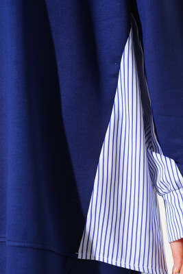 Loyşa Çizgi Garnili İkili Takım Lacivert - Thumbnail