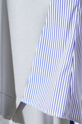 Loyşa Çizgi Garnili İkili Takım Gri - Thumbnail