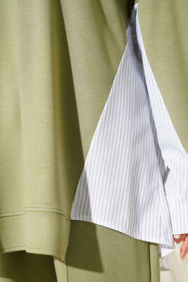 Loyşa Çizgi Garnili İkili Takım Çağla Yeşili - Thumbnail