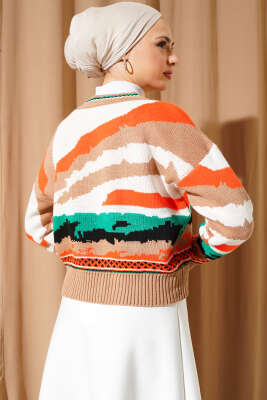 Karışık Desen Triko Kazak Büsküvi - Thumbnail